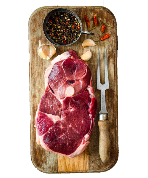 Stuk vlees op een snijplank